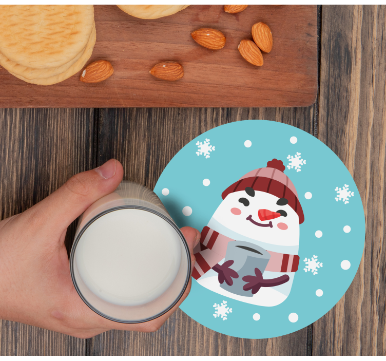 Untersetzer weihnachten schneemann mit tasse - TenStickers
