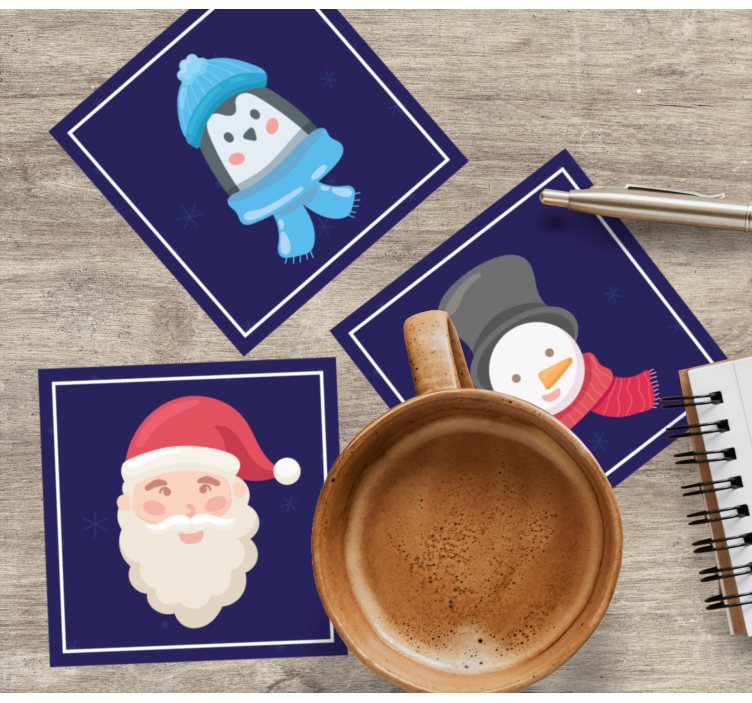 Untersetzer weihnachten weihnachtsmann und schneemänner - TenStickers