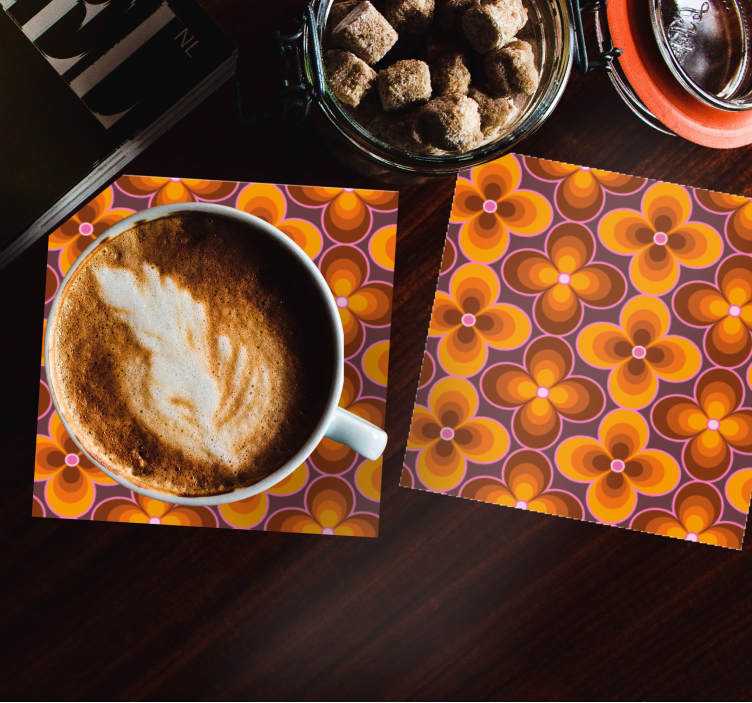 Untersetzer Vintage Blumen retro grooviges Muster - TenStickers