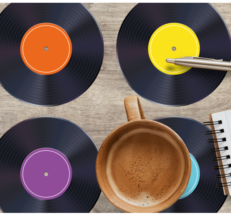 Vintage untersetzer bunte vinyl-schallplatten - TenStickers