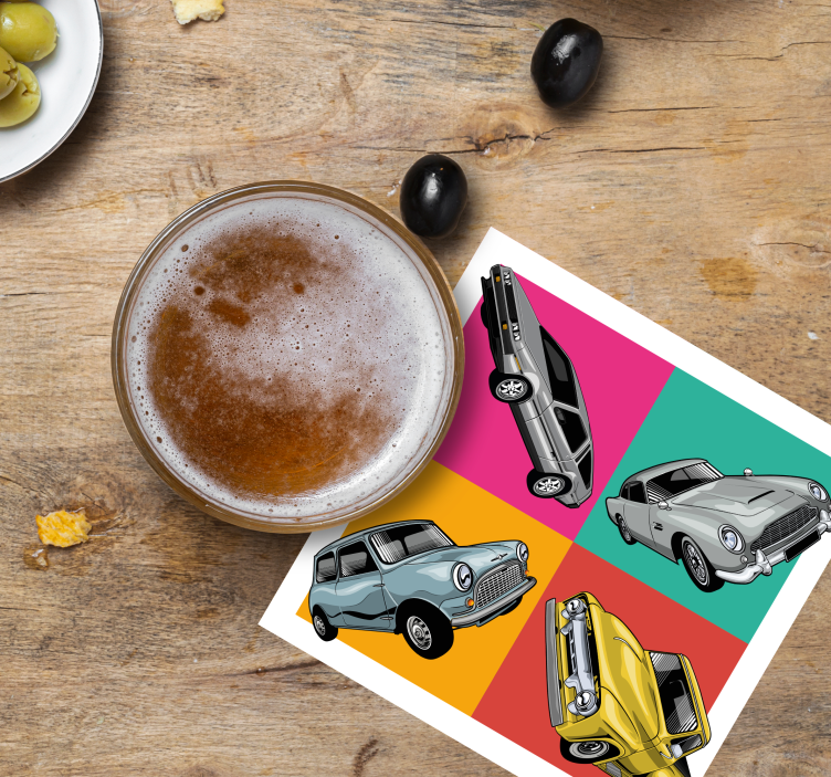 Vintage untersetzer klassisches auto quartett - TenStickers