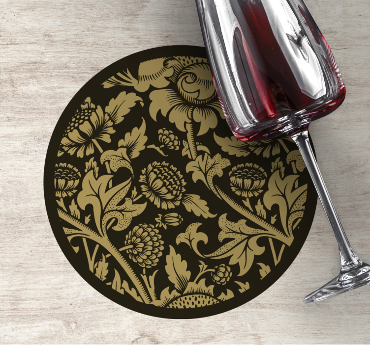 Vintage untersetzer mit floralem goldmuster - TenStickers