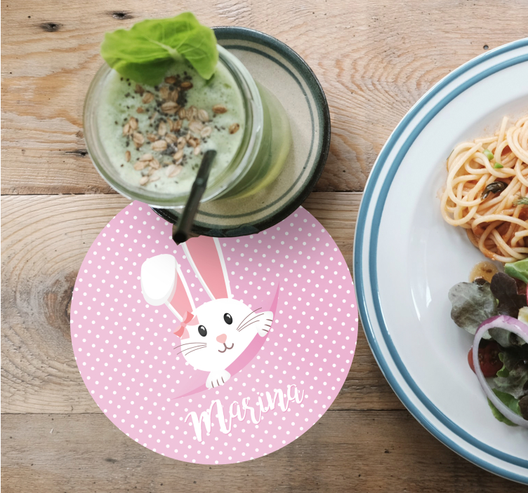 Vintage untersetzer mit hasenfigur und schleife - TenStickers