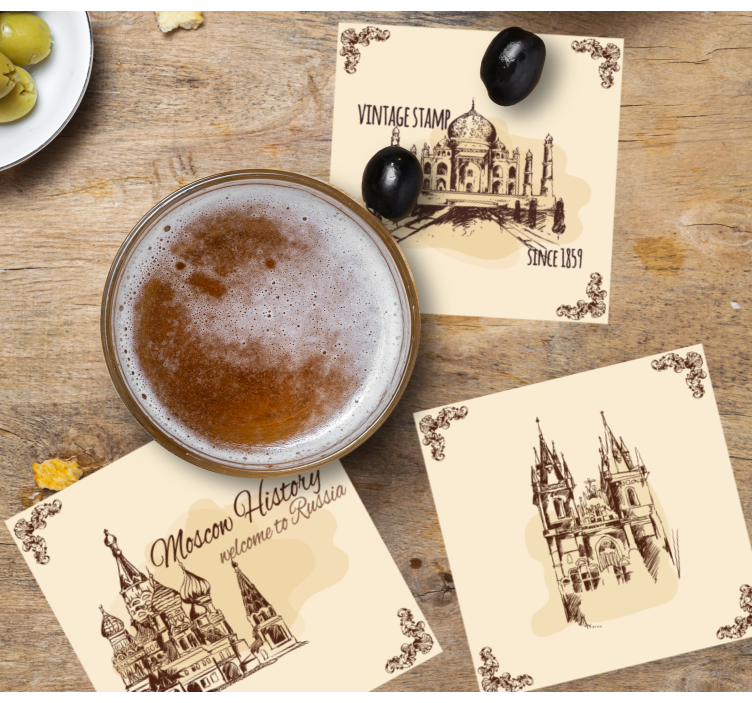 Vintage untersetzer mit historischen denkmal-illustrationen - TenStickers