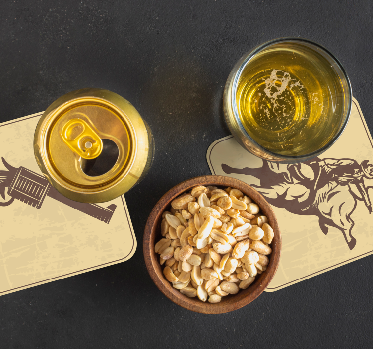 Vintage untersetzer rodeo cowboy kunstwerk - TenStickers