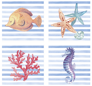 Fliesen untersetzer mit meereslebewesen-motiven - TenStickers