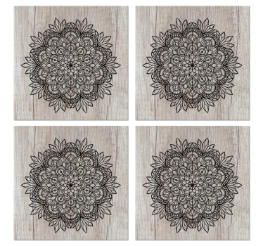 Fliesen Untersetzer Schwarzes mandala auf dem holz - TenStickers