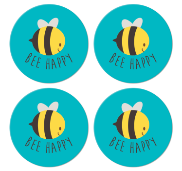Untersetzer Spruch Biene glücklich - TenStickers