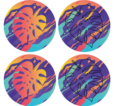Untersetzer mit bunten blattmustern - TenStickers