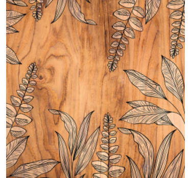 Untersetzer mit natürlicher holzmaserung und blumenrand - TenStickers