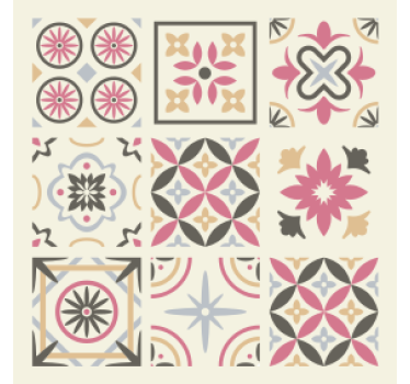 Fliesen untersetzer mit geometrischem blumenelement - TenStickers