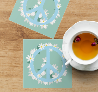 Bierdeckel sprüche mit friedenssymbol und gänseblümchen - TenStickers