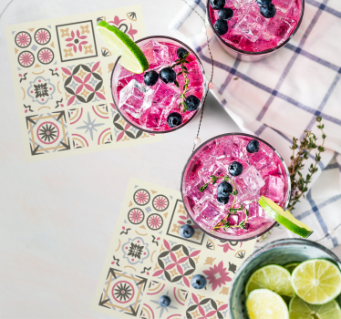 Fliesen untersetzer mit geometrischem blumenelement - TenStickers
