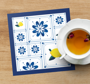 Fliesen Untersetzer zitronen-blumenmuster - TenStickers