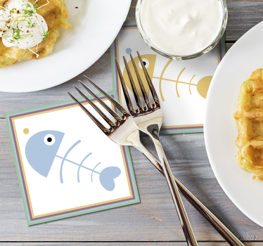 Untersetzer mit bunten fischskeletten - TenStickers