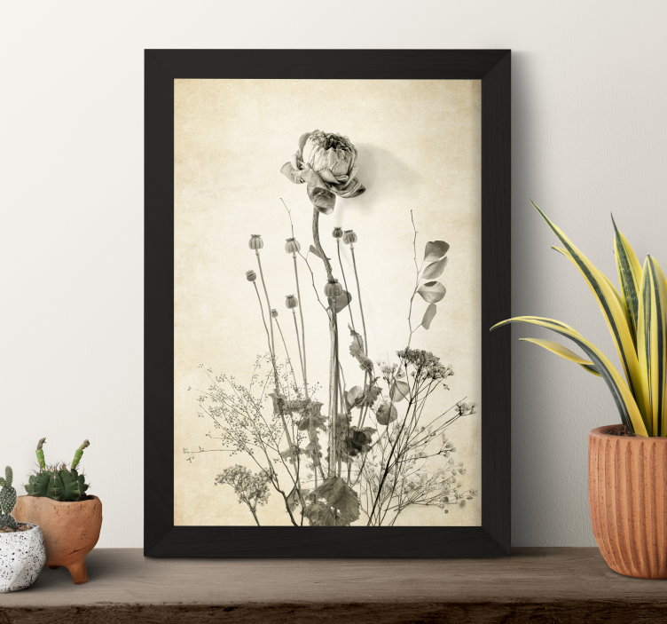 Blumenposter blumen auf beigem hintergrund - TenStickers