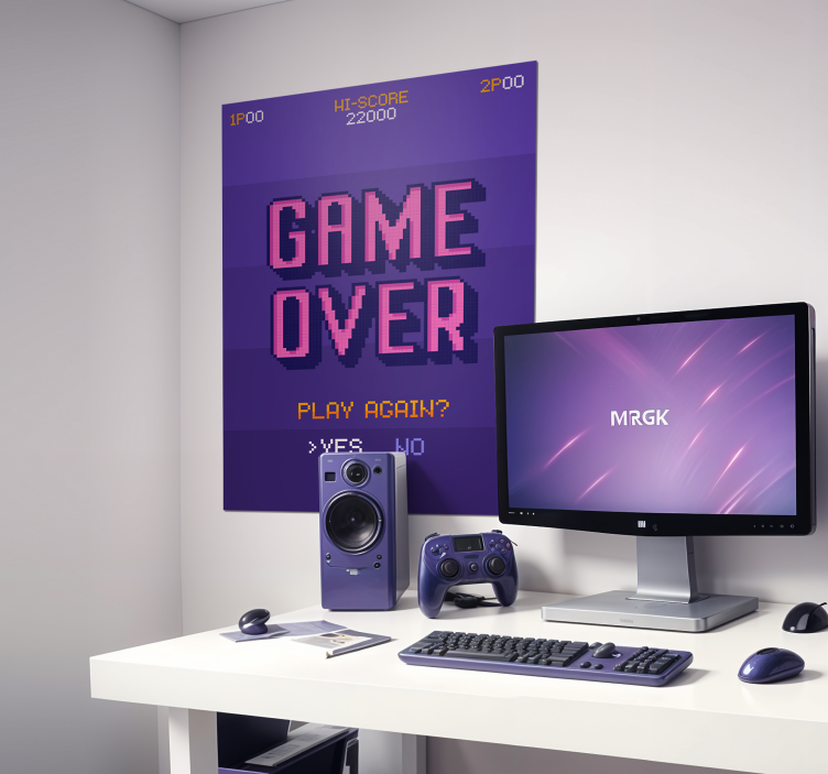 Gaming Poster Game Over Play Again - TenStickers