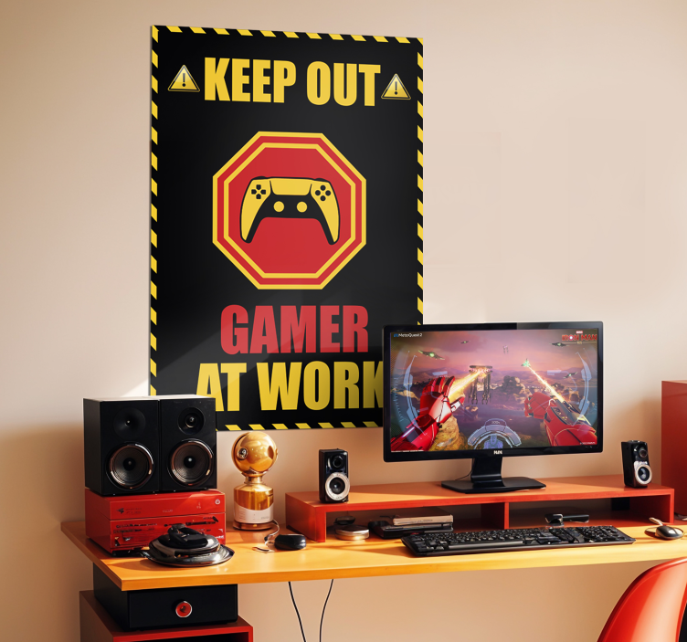Gaming Poster gamer bei der arbeit - TenStickers