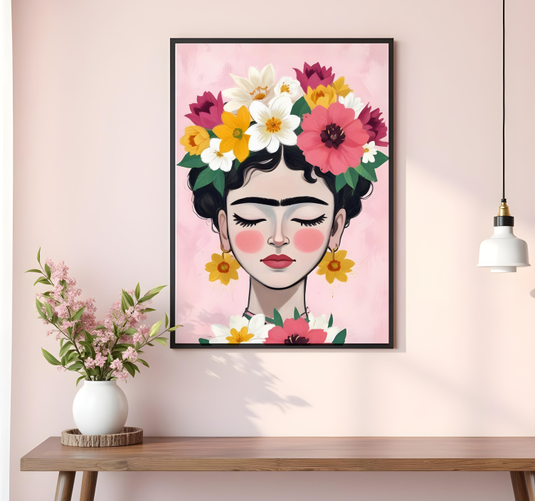 Kunstdrucke blumenhut frida - TenStickers