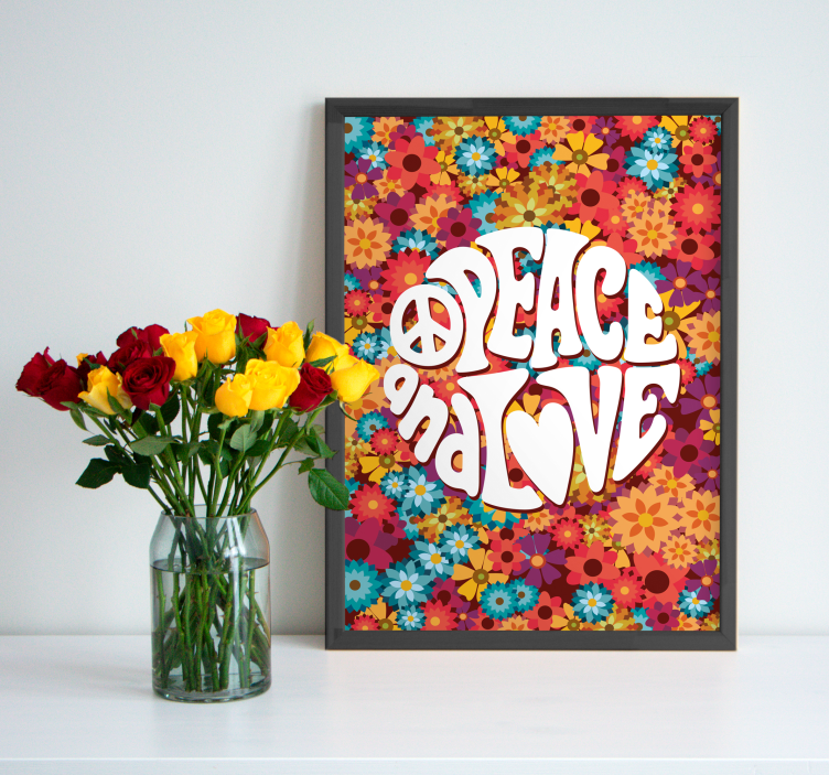 Blumenposter frieden und liebe - TenStickers