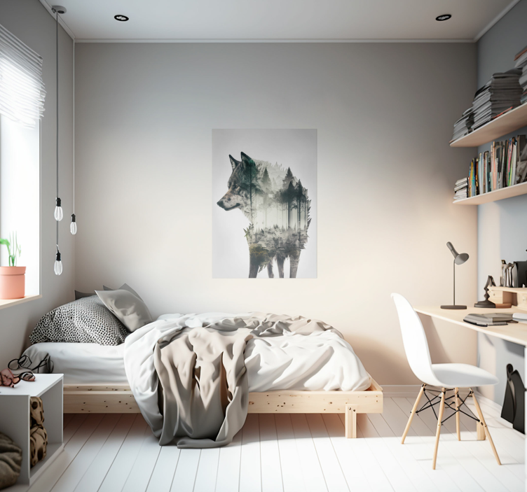 Poster doppelbelichtung des Wolfes - TenStickers