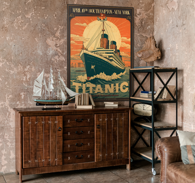 Vintage Poster die Jungfernfahrt der Titanic - TenStickers