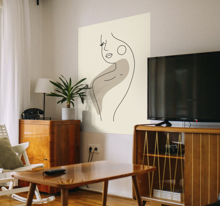 Poster Abstrakte Zeichnung Profil Frau - TenStickers