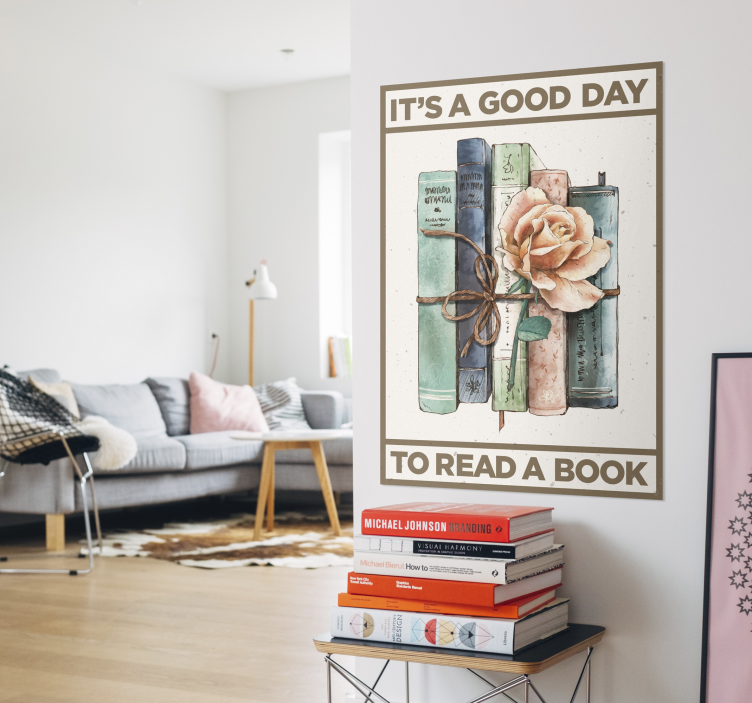 Poster Bücher gebunden mit Rose - TenStickers