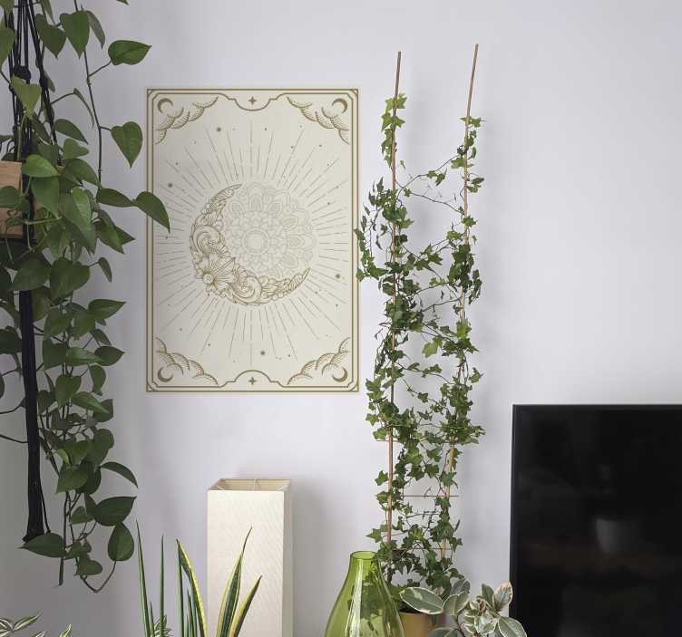 Poster Wohnzimmer mond Mandala - TenStickers