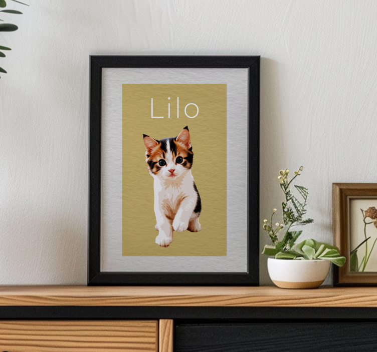Poster Tiere Baby Katze mit Namen - TenStickers