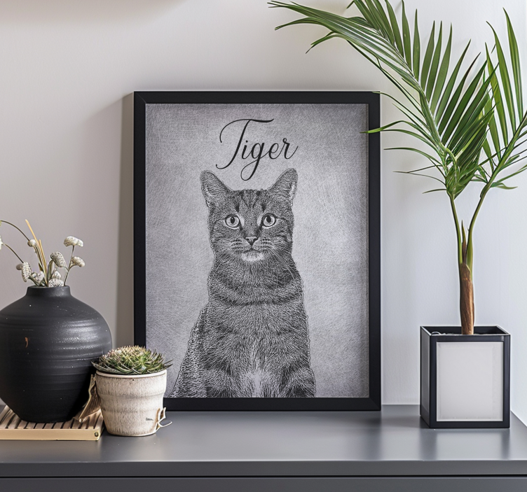 Poster Tiere graue Katze mit Namen - TenStickers