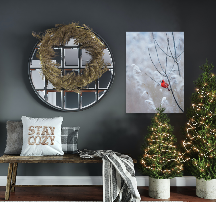 Poster Roter Vogel Weihnachten - TenStickers