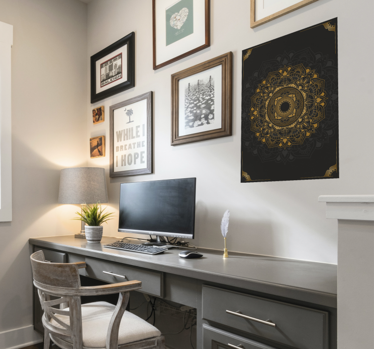 Zen Poster schwarzes Mandala - TenStickers