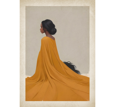 Kunstdrucke dame im orangefarbenen kleid - TenStickers