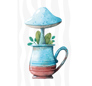 Küchenposter mit süßem pilzdesign in tasse - TenStickers