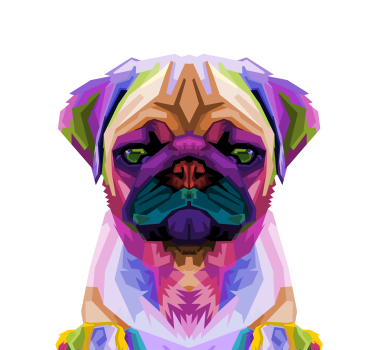 Poster wohnzimmer pop art mops - TenStickers