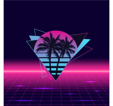 Poster wohnzimmer im vaporwave stil mit palme - TenStickers