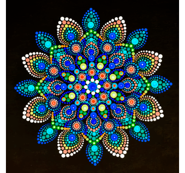 Poster wohnzimmer mandala bunte punkte - TenStickers