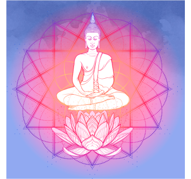 Poster wohnzimmer mandala buddha meditierend - TenStickers
