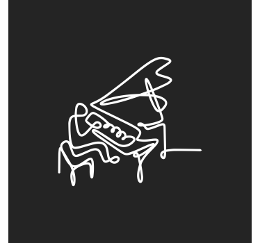 Poster wohnzimmer niedliches pianisten-lineart design - TenStickers