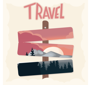 Poster wohnzimmer straßenschilder reise illustration - TenStickers