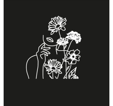 Poster wohnzimmer mit minimalistischem frauenblumenmotiv - TenStickers