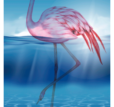 Poster wohnzimmer mit unterwasserdesign von flamingos - TenStickers