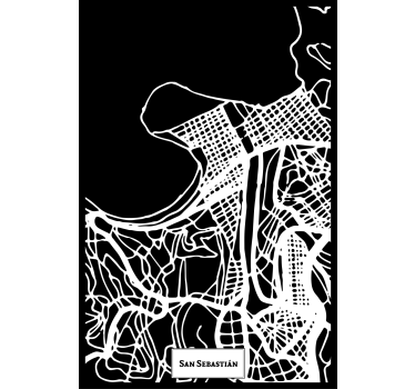 Poster wohnzimmer topografische karte san sebastián - TenStickers