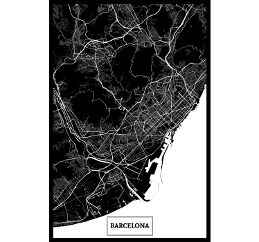 Poster wohnzimmer topografische karte barcelona - TenStickers