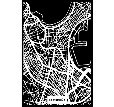 Poster wohnzimmer topografische karte coruña - TenStickers