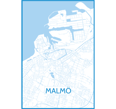 Poster wohnzimmer karte von malmö - TenStickers