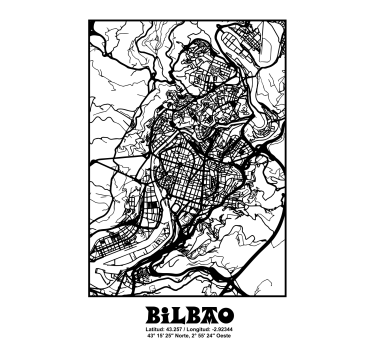 Poster wohnzimmer stadtplan bilbao - TenStickers