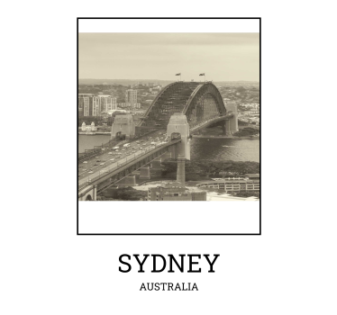 Poster wohnzimmer sydney in schwarz-weiß - TenStickers