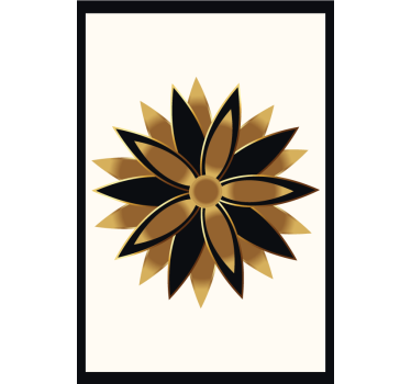 Poster wohnzimmer mit goldenen blumen - TenStickers